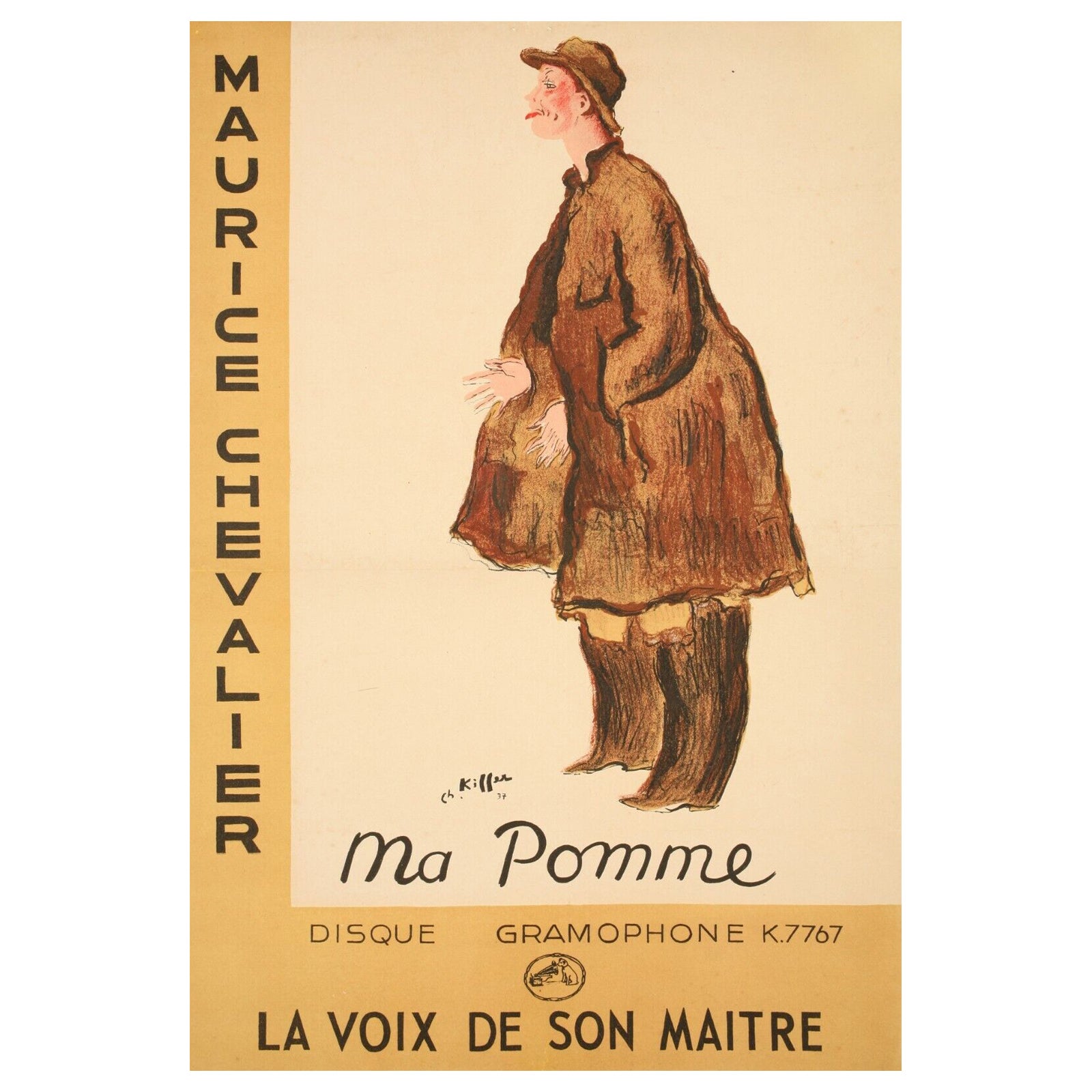 Original Art-Déco-Poster, „Charles Kiffer-Maurice Chevalier-My Apple“, 1937