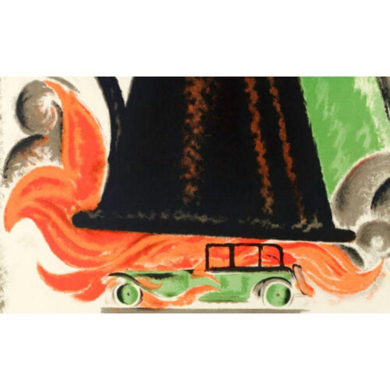 Original Art Deco Poster-Charles Loupot-Stop-Fire-Automobile-Car, 1925

Here, in the first of the two posters for Stop Fire, he uses the image of a pretty woman, beautifully dressed, to promote fire extinguishers.
The company’s small fire