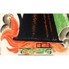 Charles Loupot, Poster originale Art Deco, Stop-Fire, Automobile, 1925