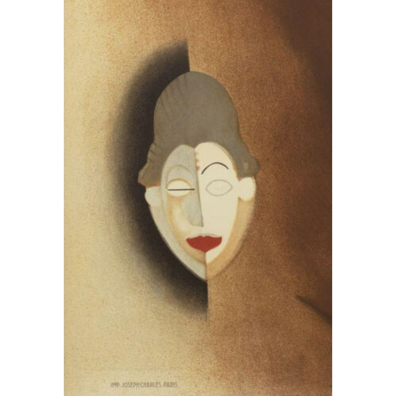 Art Déco Paul Colin, Poster originale Art Deco, arte oceanica africana, maschera Punu, Moai, 1930 in vendita