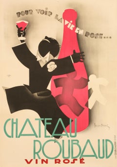 Original Art Deco Poster, Leon Dupin, Chateau Roubaud, Wine, Nîmes, France, 1931