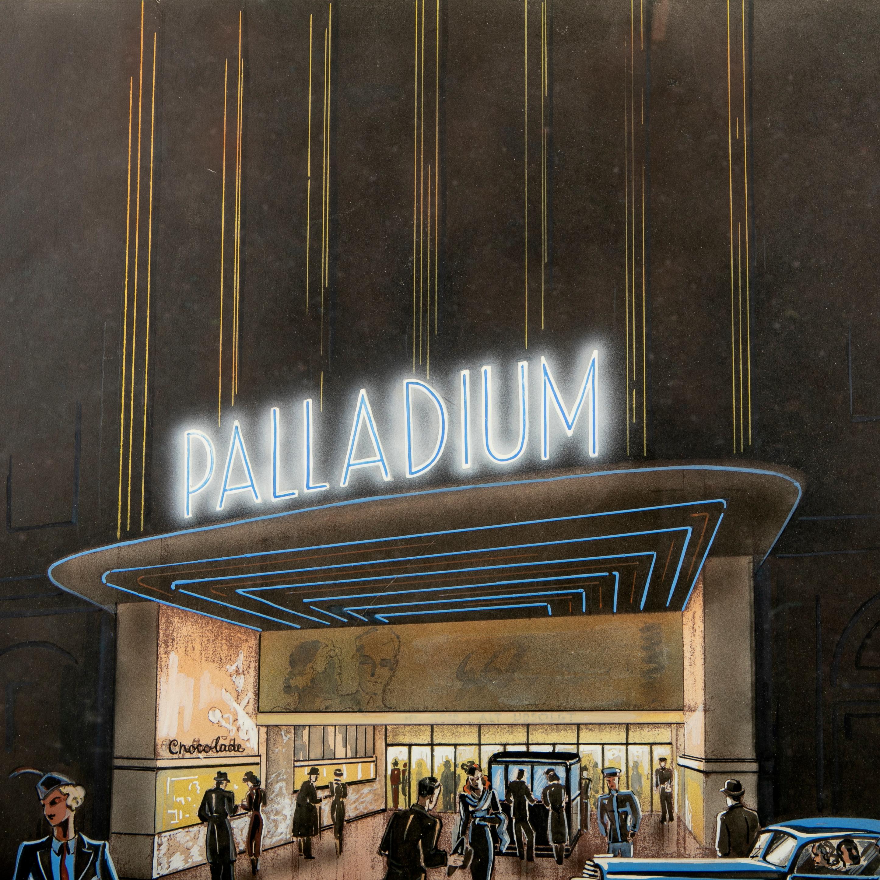 Danish Original Art Deco Poster of the Palladium Cinema by Svend Koppel For Sale
