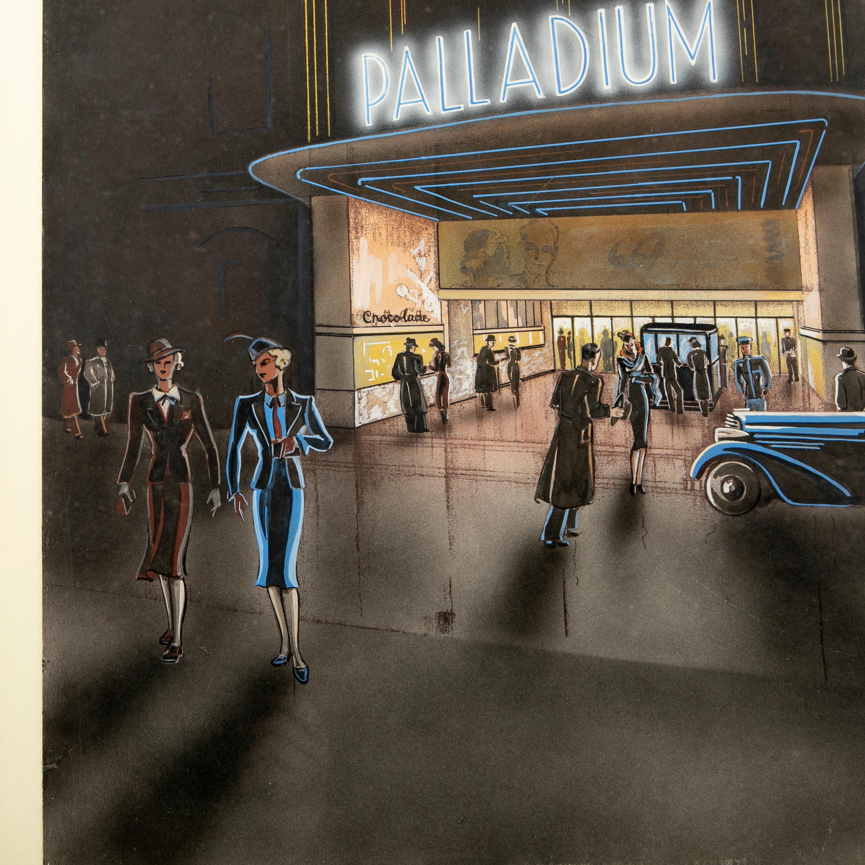 20th Century Original Art Deco Poster of the Palladium Cinema by Svend Koppel For Sale