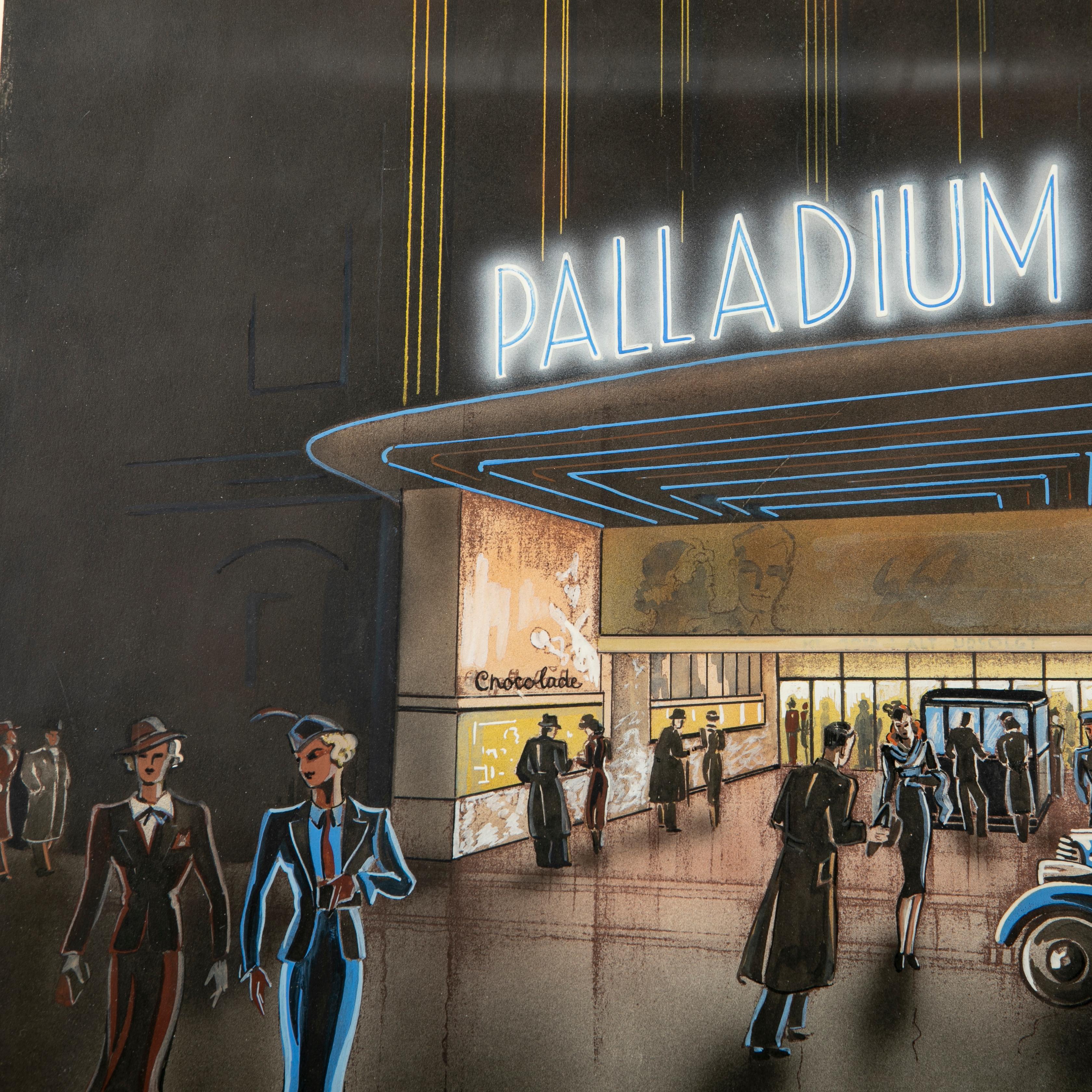 Original Art Deco Poster of the Palladium Cinema by Svend Koppel For Sale 1