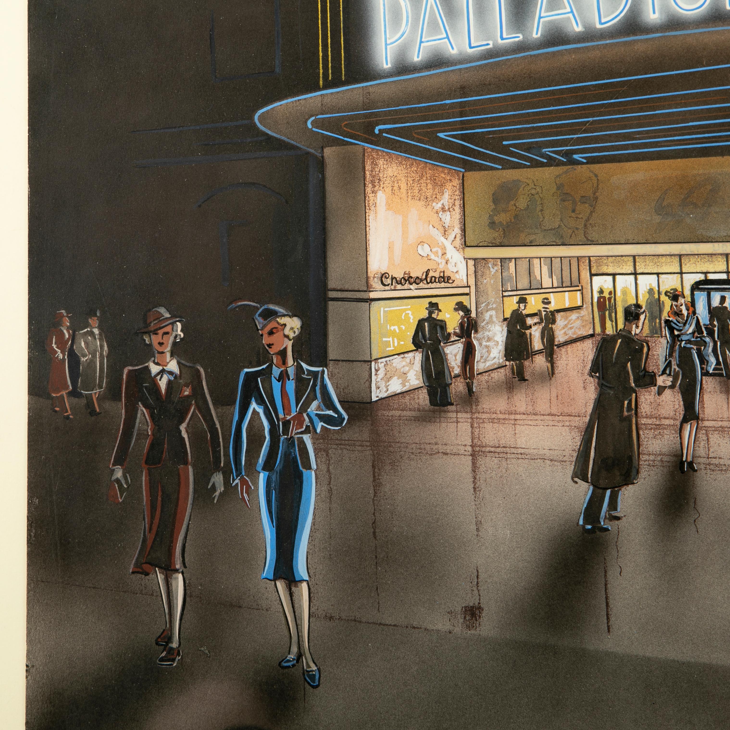 Original Art Deco Poster of the Palladium Cinema by Svend Koppel For Sale 3