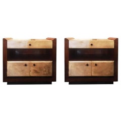 Original Art Deco Rare Pair of Bedside Tables Designed by Guglielmo Ulrich