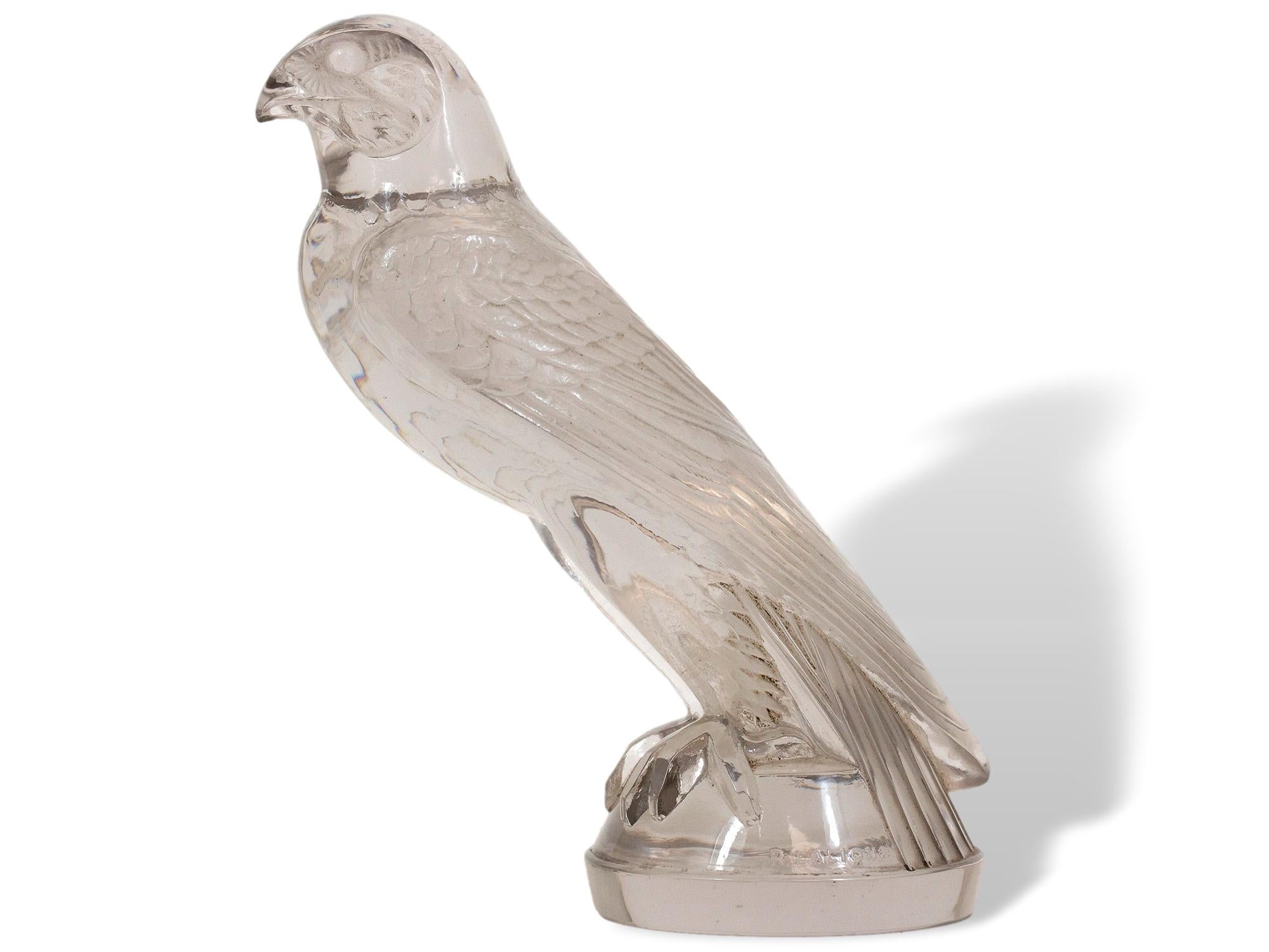 Glass Original Art Deco Rene Lalique Faucon (Falcon) Car Mascot For Sale