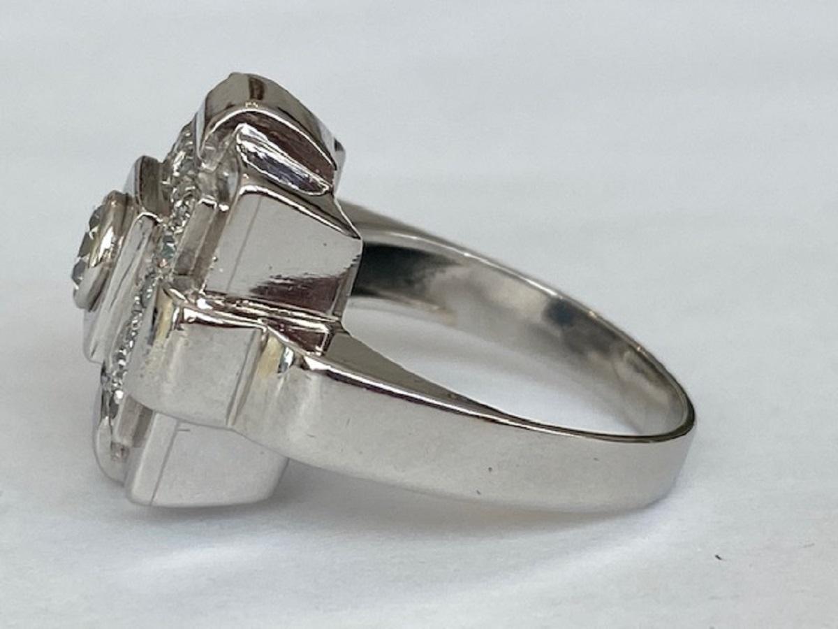 Original Art Deco Ring with Diamonds Approx 0, 40 Ct For Sale 5