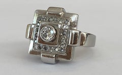 Original 18 kt gold Art Deco Ring with Diamonds Approx 0, 40 Ct