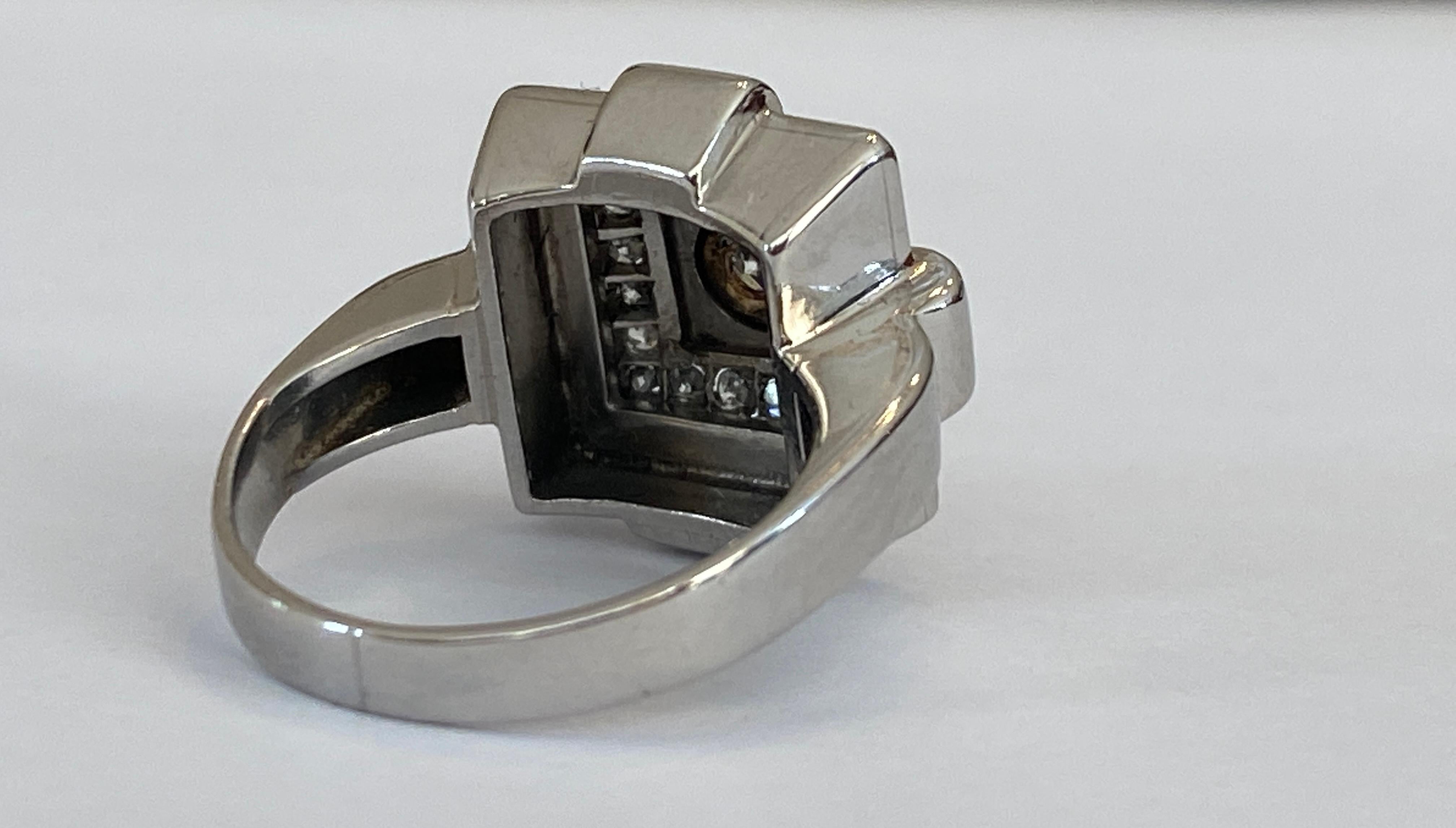 Original Art Deco Ring with Diamonds Approx 0, 40 Ct For Sale 3