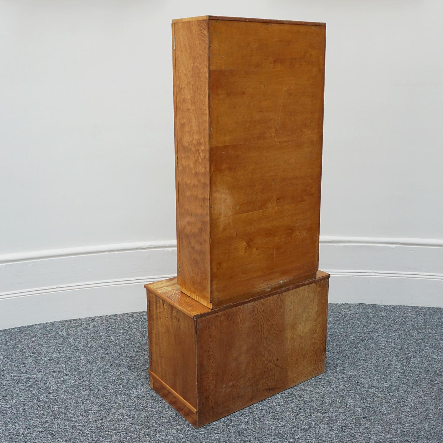 Original Art Deco Satin Birch Veneered Bookcase/Cabinet For Sale 1