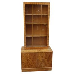 Original Art Deco Satin Birch Veneered Bookcase/Cabinet