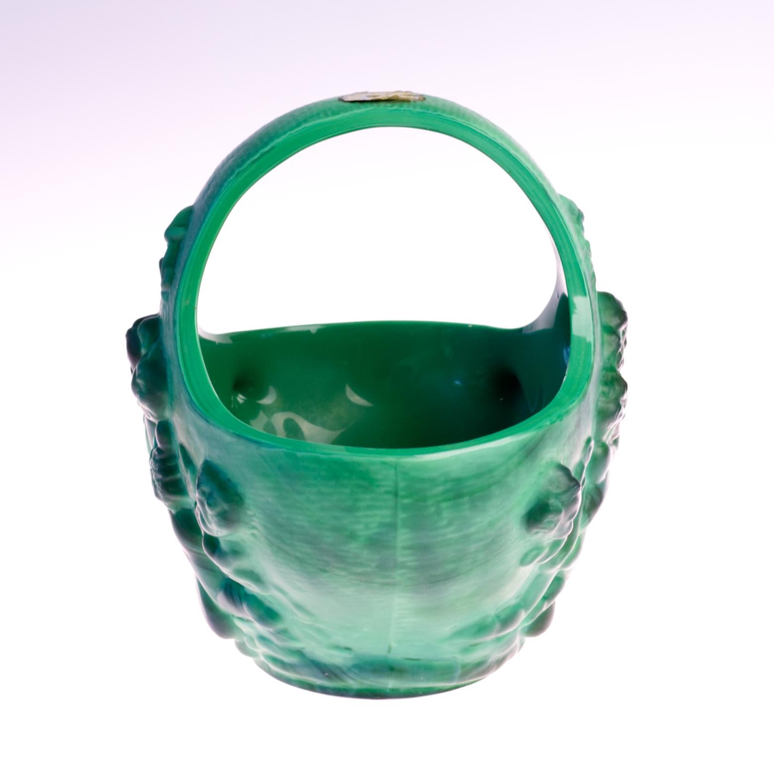 Metà XX secolo Cestino di vetro originale Art Deco Schlevogt Ingrid Greene & Greene, anni '30 in vendita