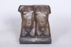 Scultura originale Art Deco dei Gemelli, bronzo, Repubblica Ceca, anni '20