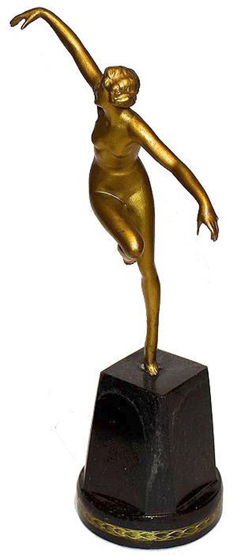 European Original Art Deco Spelter Figurine, circa 1930