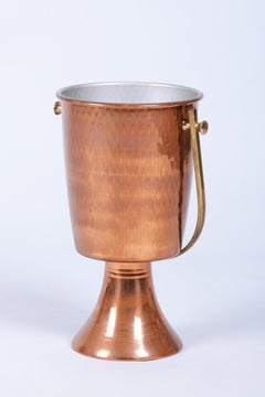 Original Art Deco Standing Champagne Cooler, Brass, Copper, France, 1920s