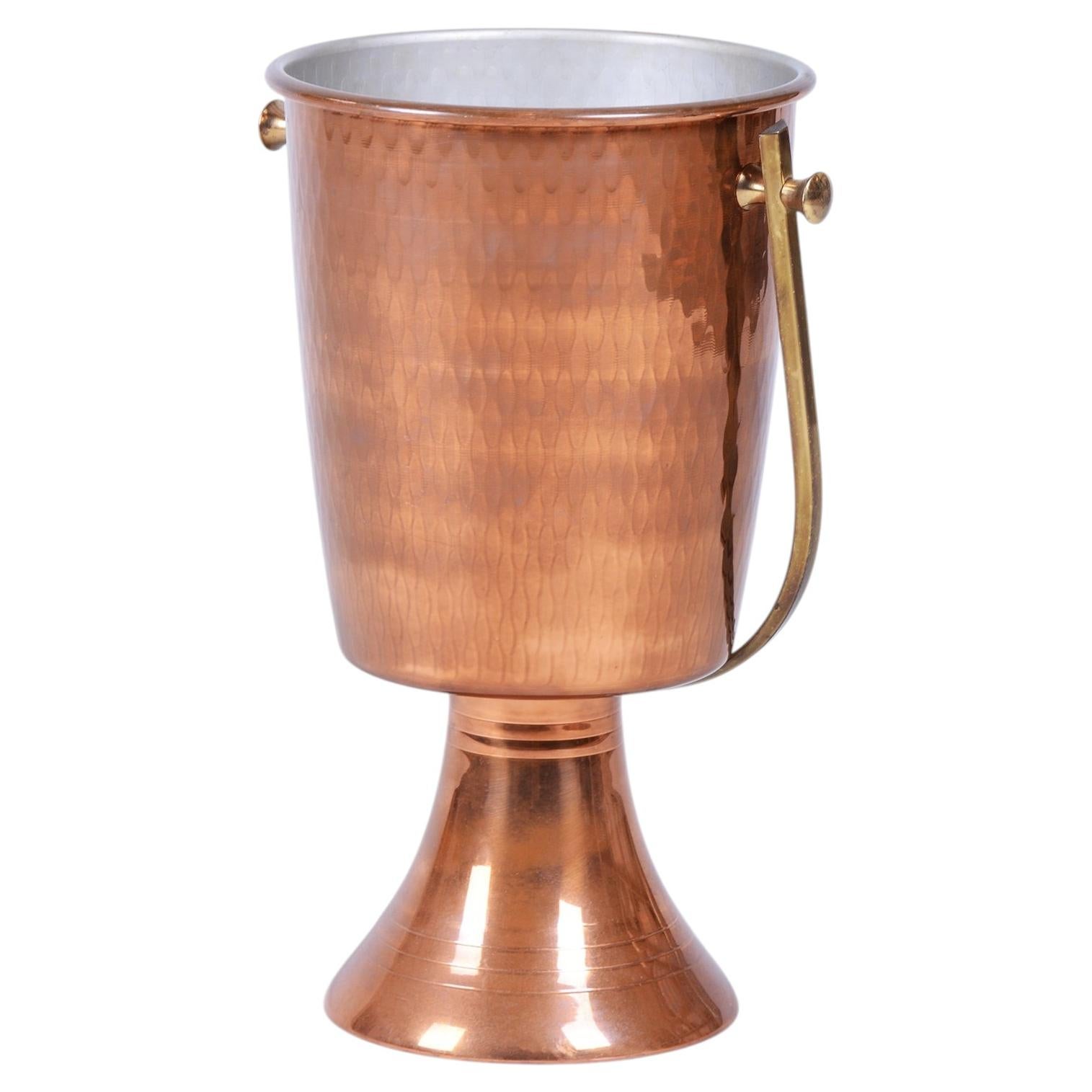 Original Art Deco Standing Champagne Cooler, Brass, Copper, France, 1920s