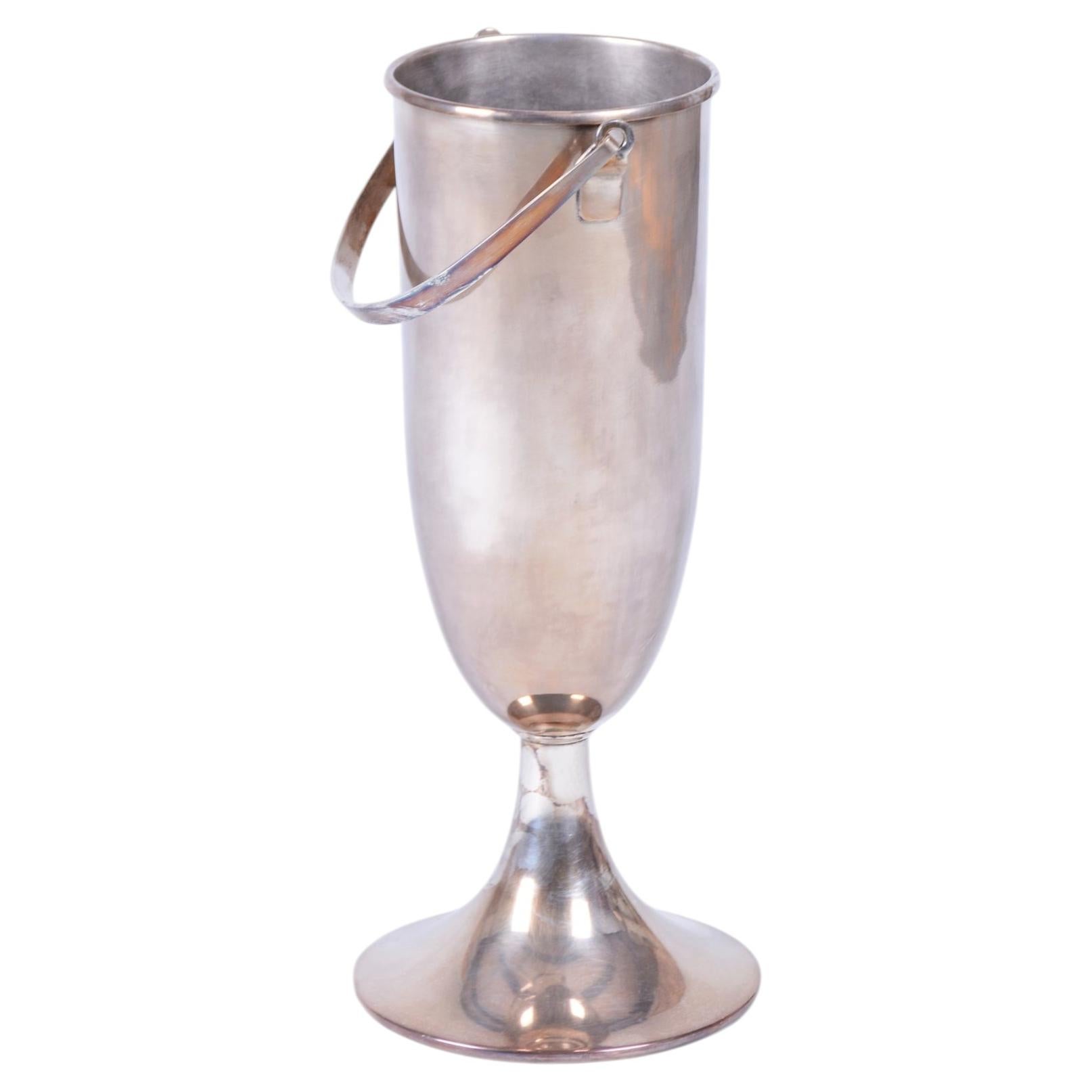 Original Art Deco Standing Champagne Cooler, Silver-Plated Metal, France, 1920s