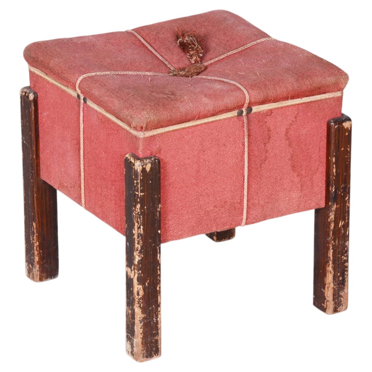 Original Art Deco Stool, Beech, Preserved Condition, Czech, 1920s For Sale