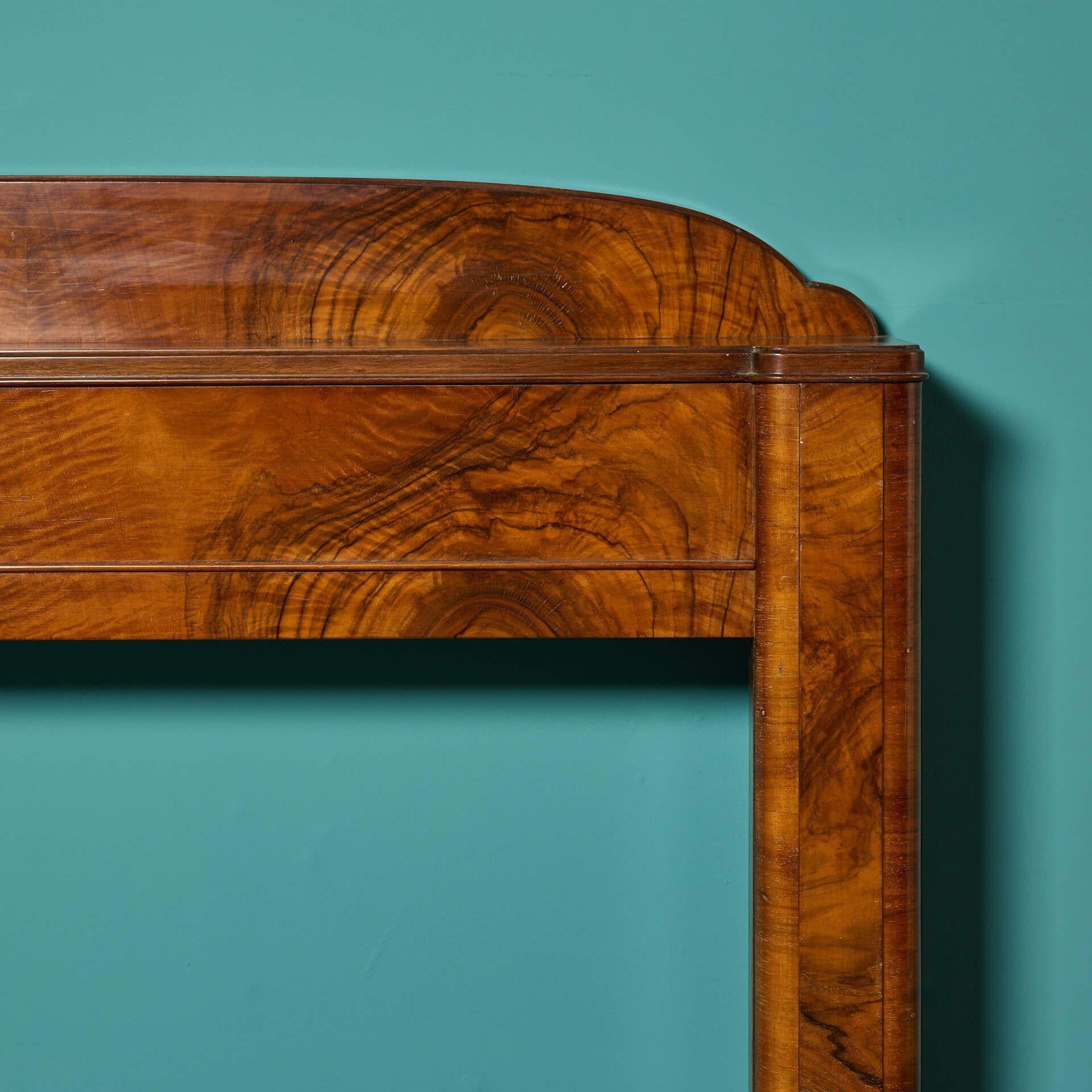 English Original Art Deco Style Walnut Fire Mantel For Sale