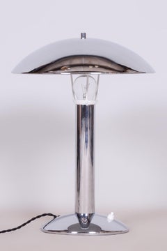 Original Art Deco Table Lamp, Chrome, New Electrification, Czech, 1930s