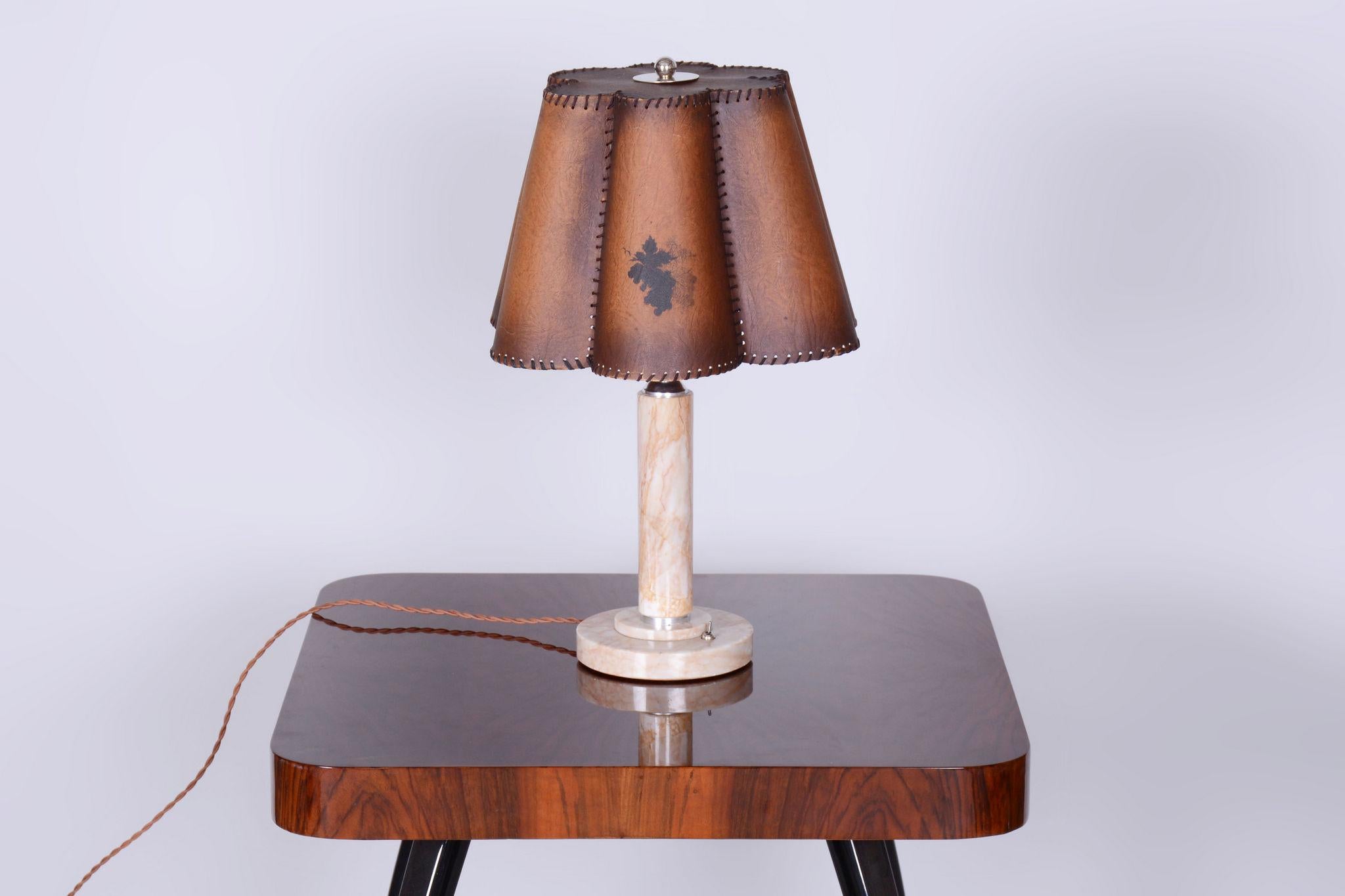 Original Art-Déco-Tischlampe, Marmor, Chrom, Neu Electrification, Tschechisch, 1920er Jahre im Angebot 5