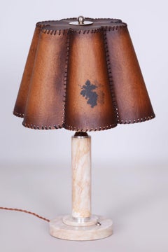 Original Art Deco Table Lamp, Marble, Chrome, New Electrification, Czech, 1920s