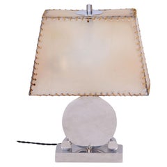 Original Art Deco Table Lamp, Parchment Shade, New Electrification, Czech, 1920s