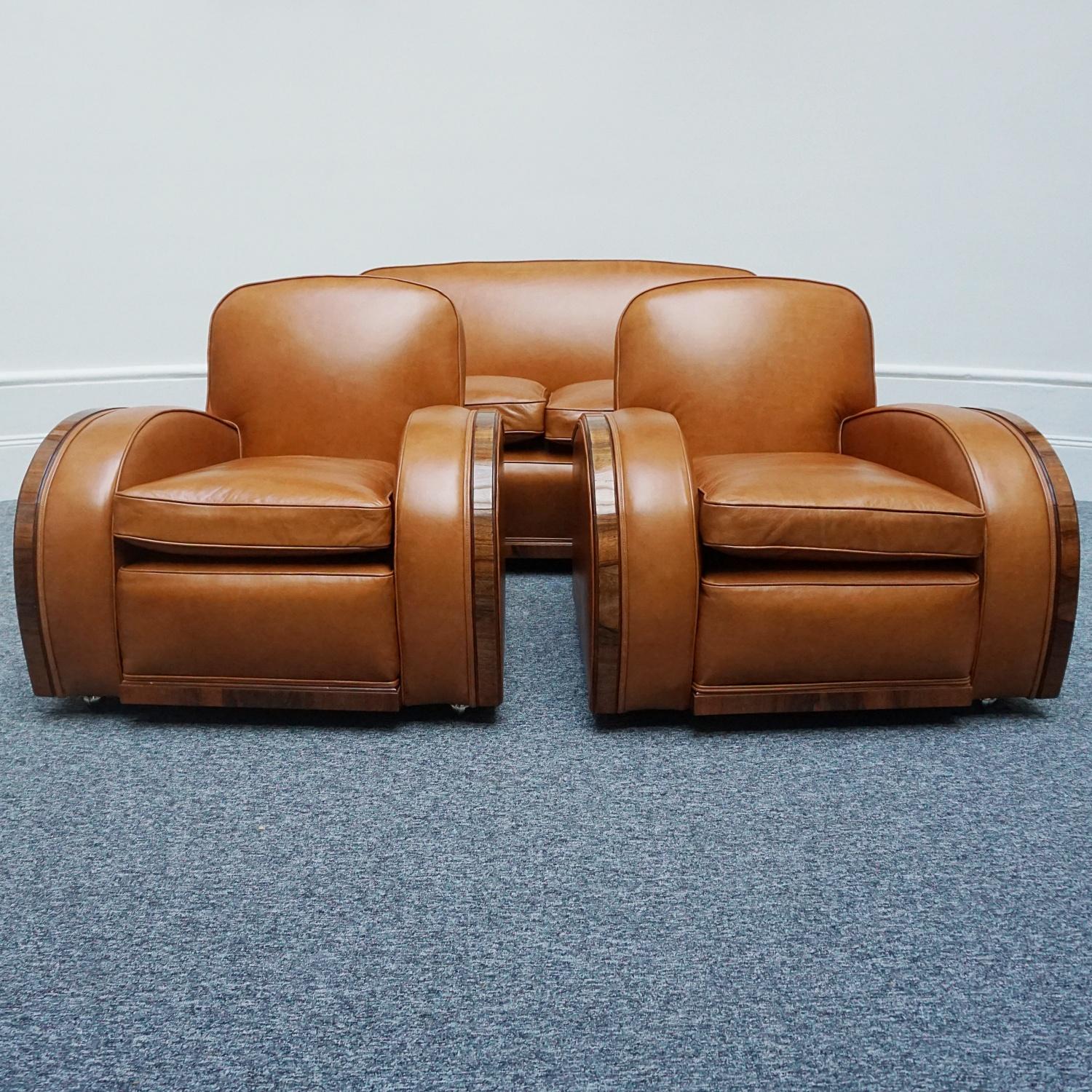 brown leather three piece suites