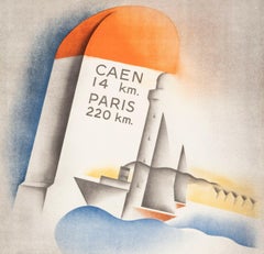 Original Art Deco Travel Poster-mucha-ouistreham Normandie-Voile, 1934