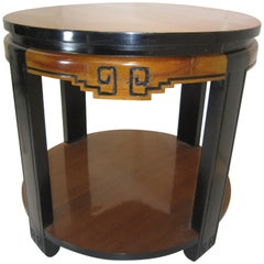 Original Mesa Circular Art Decó Bicolor con Diseño Chinoiserie