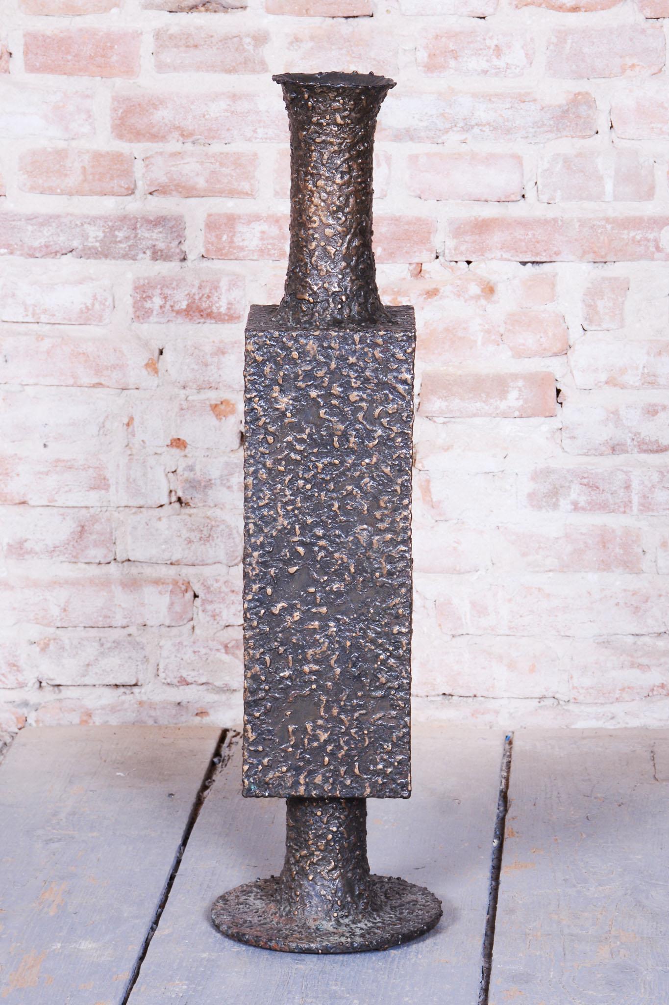 Mid-20th Century Original Art Deco Vase, Metal, Cleaned Surface, Czech, 1930s For Sale