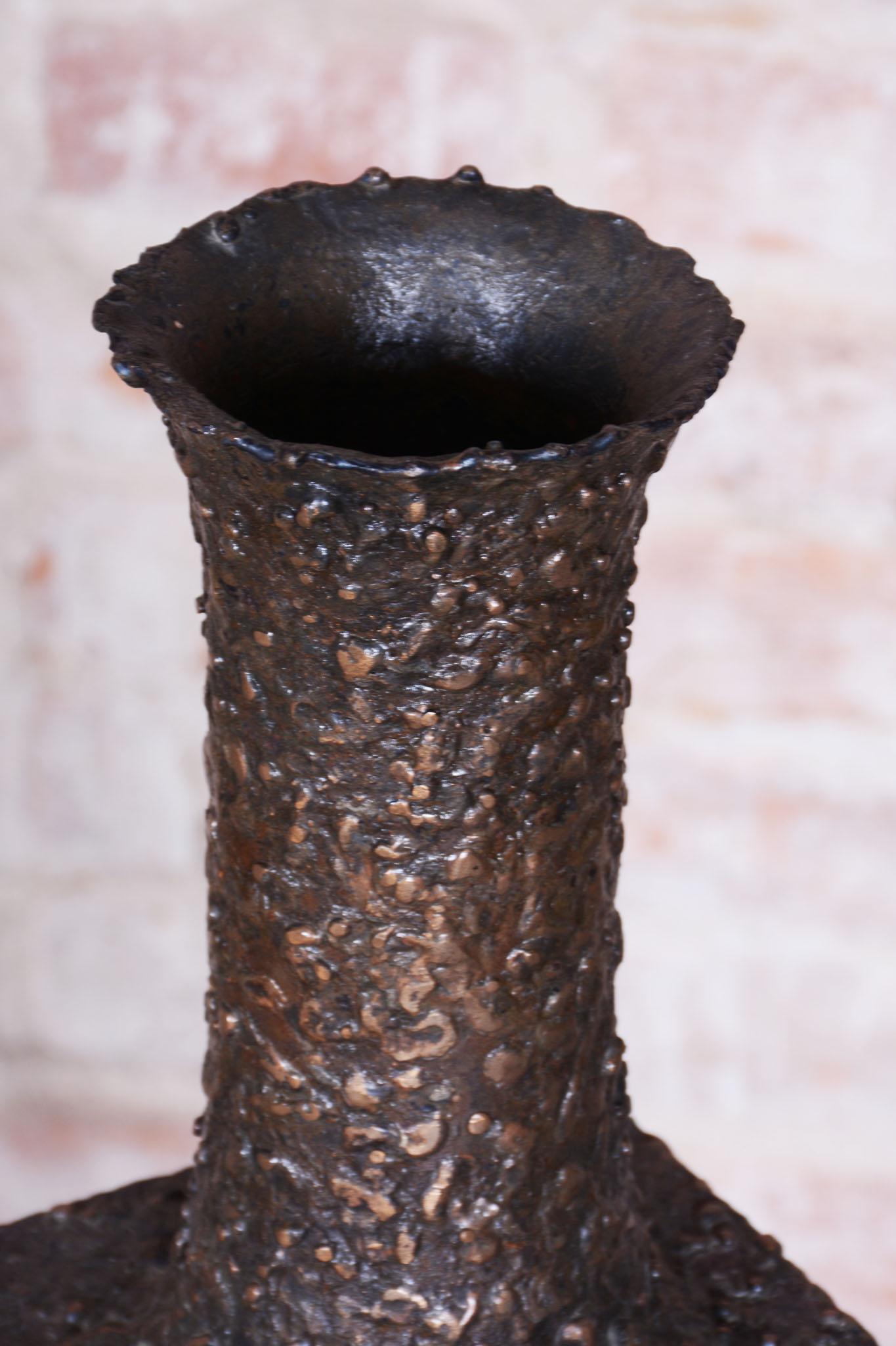 Original Art Deco Vase, Metal, Cleaned Surface, Czech, 1930s For Sale 1