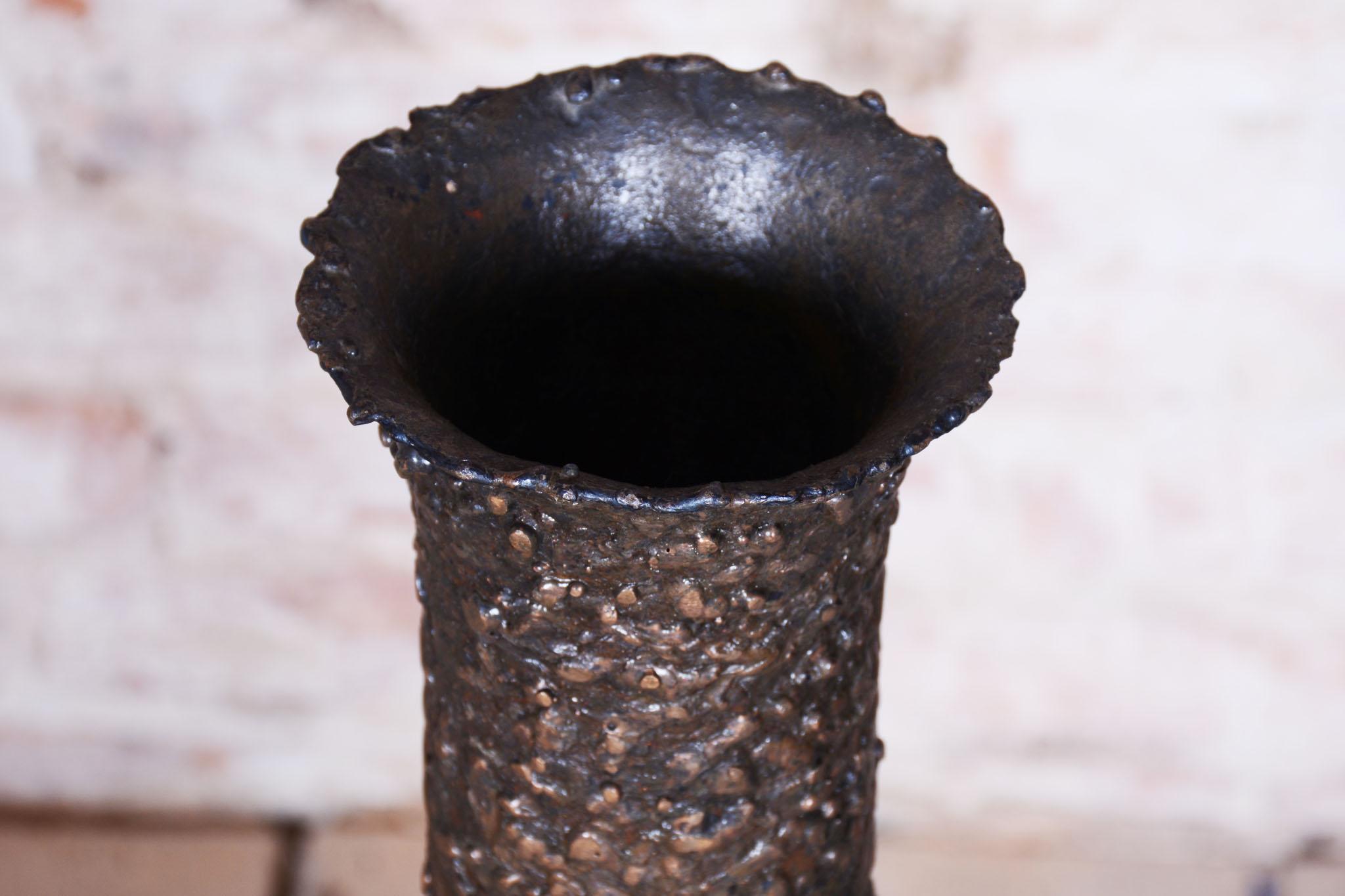 Original Art Deco Vase, Metal, Cleaned Surface, Czech, 1930s For Sale 3