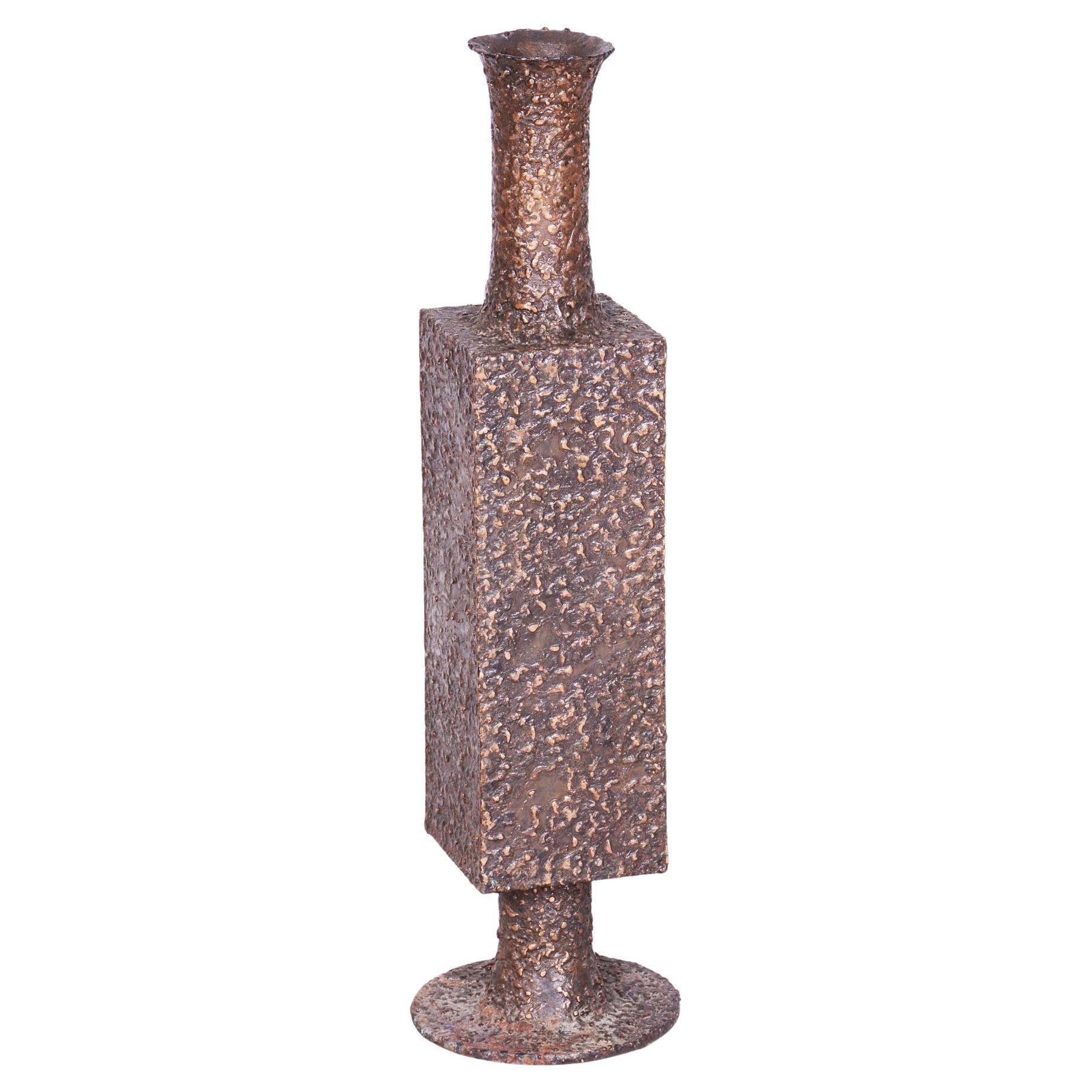 Original Art Deco Vase, Metal, Cleaned Surface, Czech, 1930s For Sale