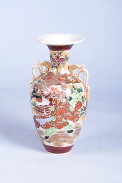 Original Art Deco Vase, Moriage Technique, Glazed Ceramics, Japan, 1910s
