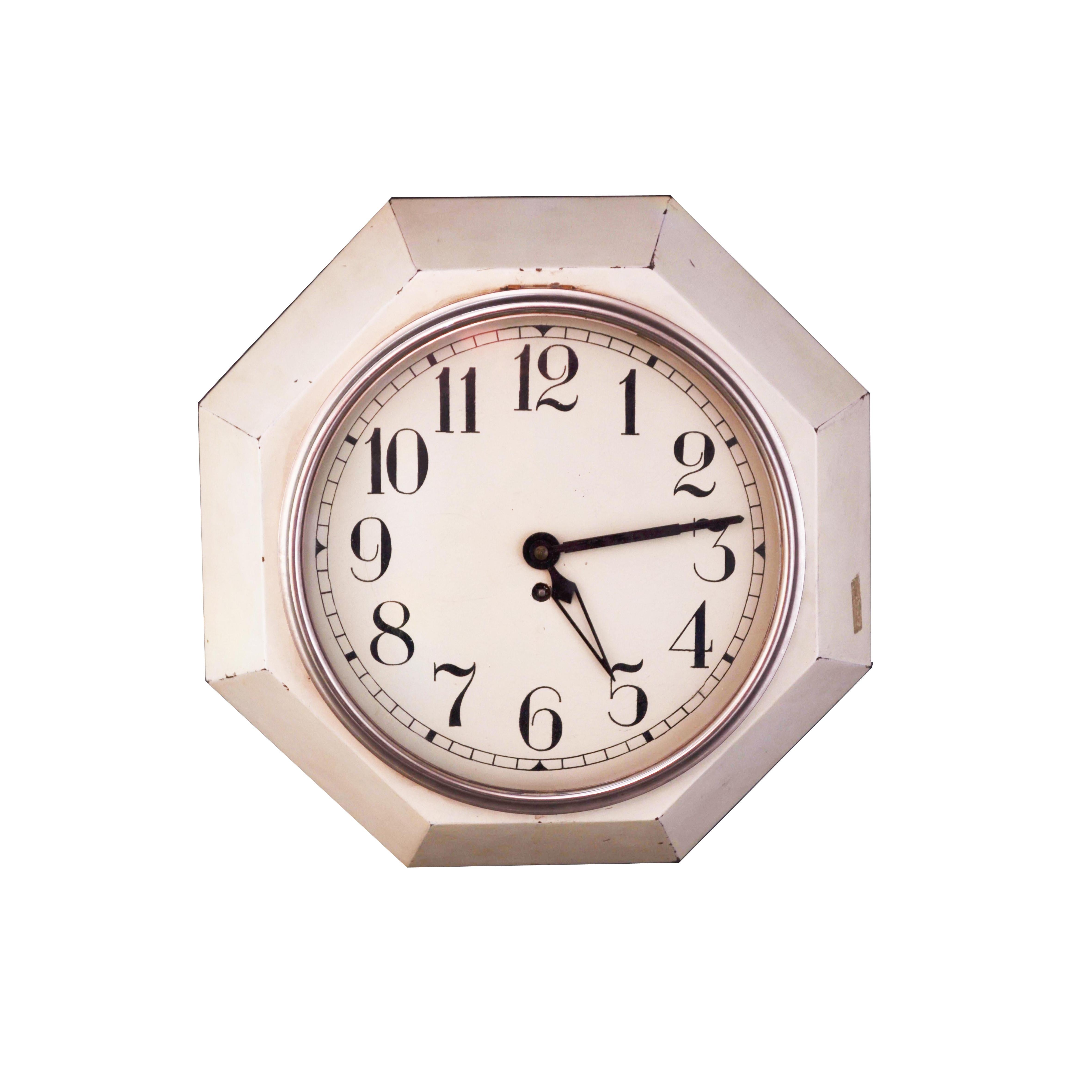 Austrian Original Art Deco Wall Clock by Adolf Loos Early 20th Century, Functioning For Sale