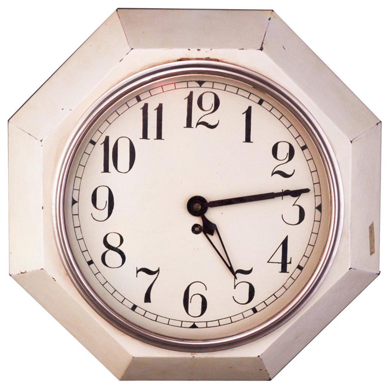 Original Art Deco Wall Clock by Adolf Loos Early 20th Century, Functioning