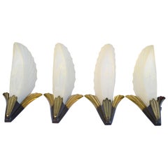 Original Art Deco Wall Light Sconces - Set Of Four