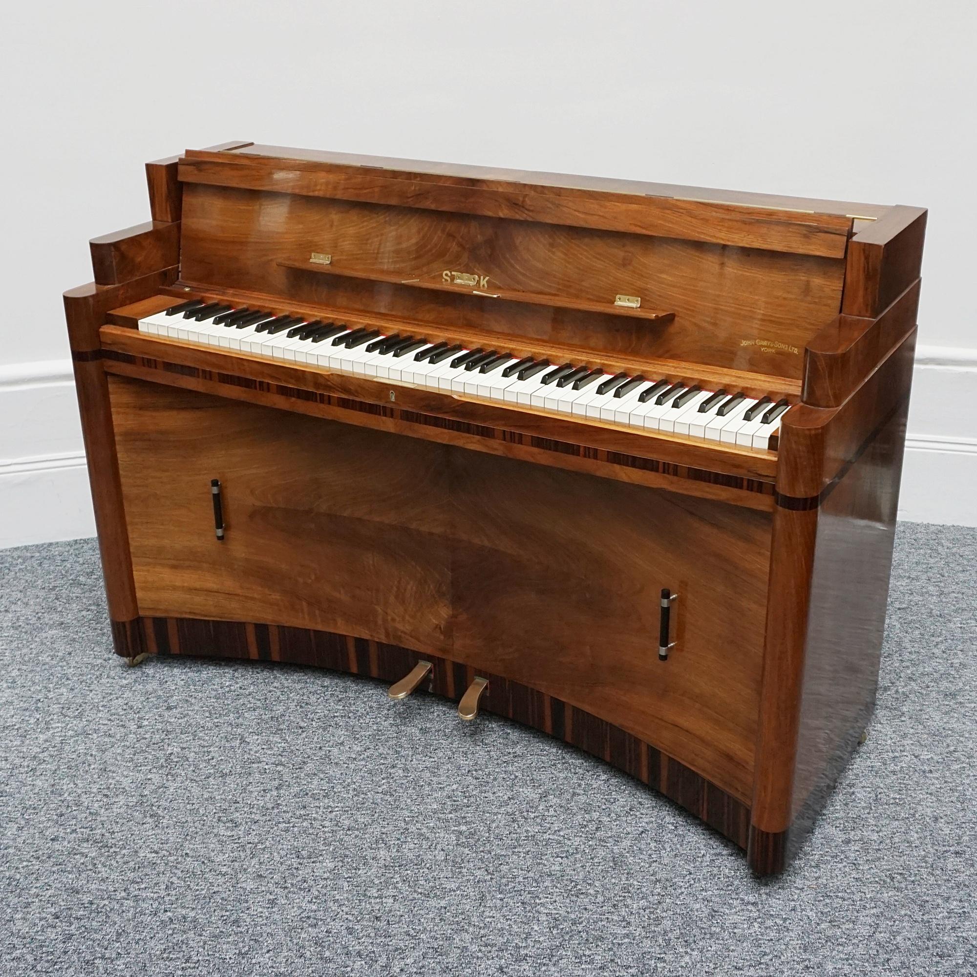 Original Art Deco Walnut and Macassar Ebony Upright 'Mini Piano'  4