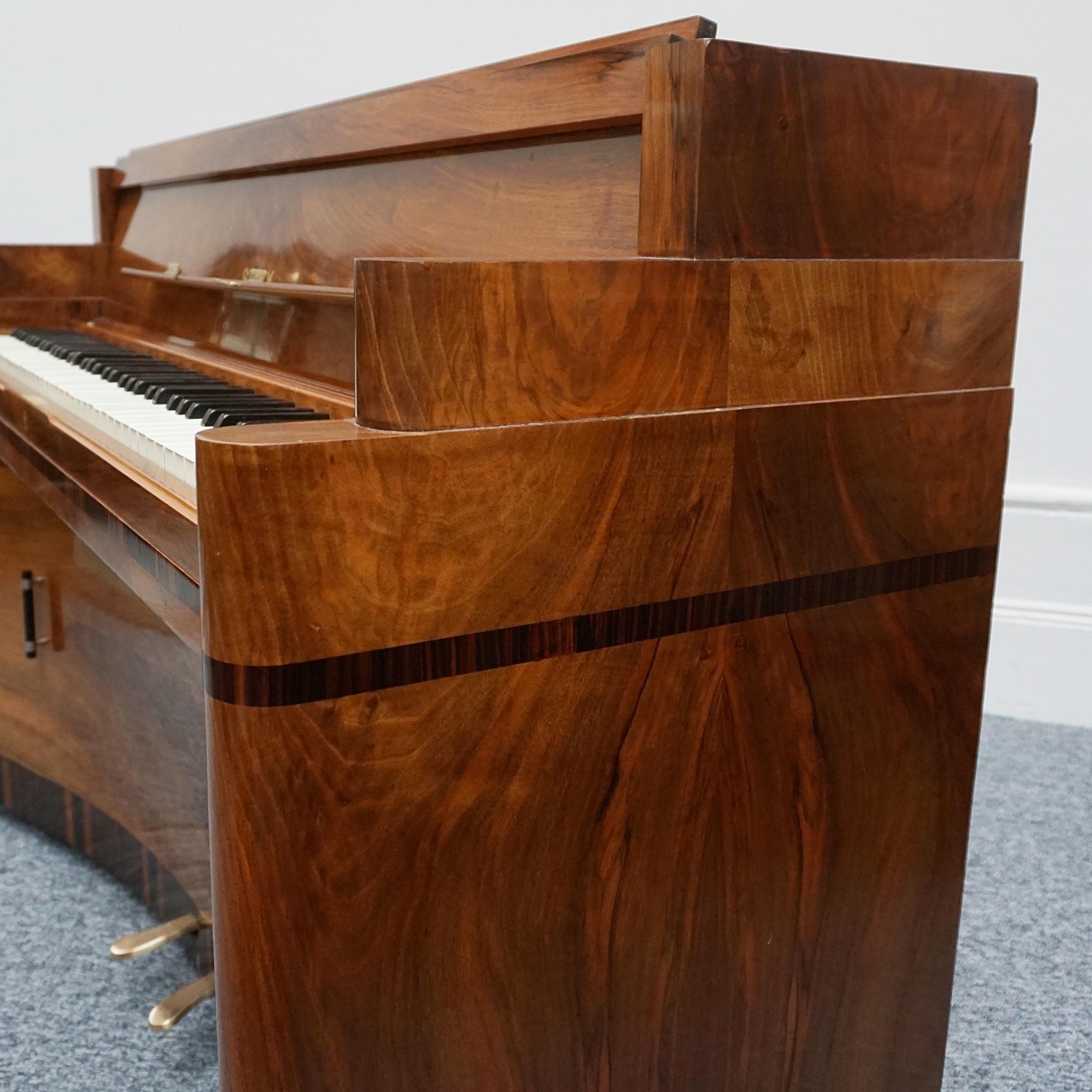 Original Art Deco Walnut and Macassar Ebony Upright 'Mini Piano'  5