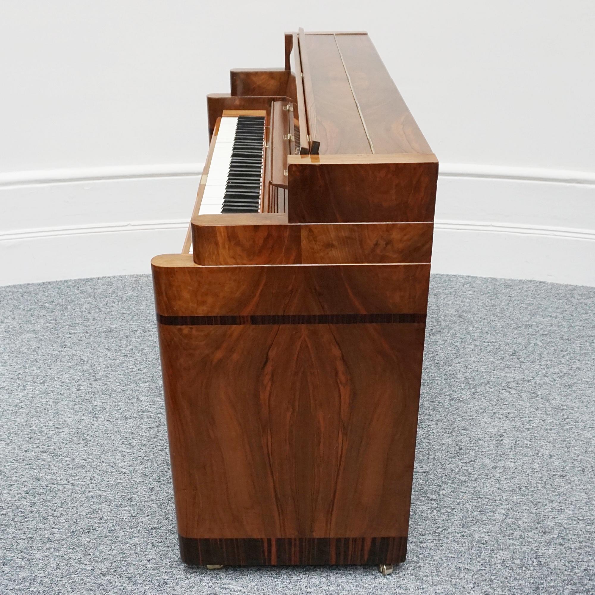 Original Art Deco Walnut and Macassar Ebony Upright 'Mini Piano'  8