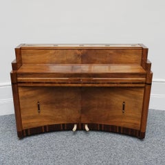 Original Art Deco Walnut and Macassar Ebony Upright 'Mini Piano'