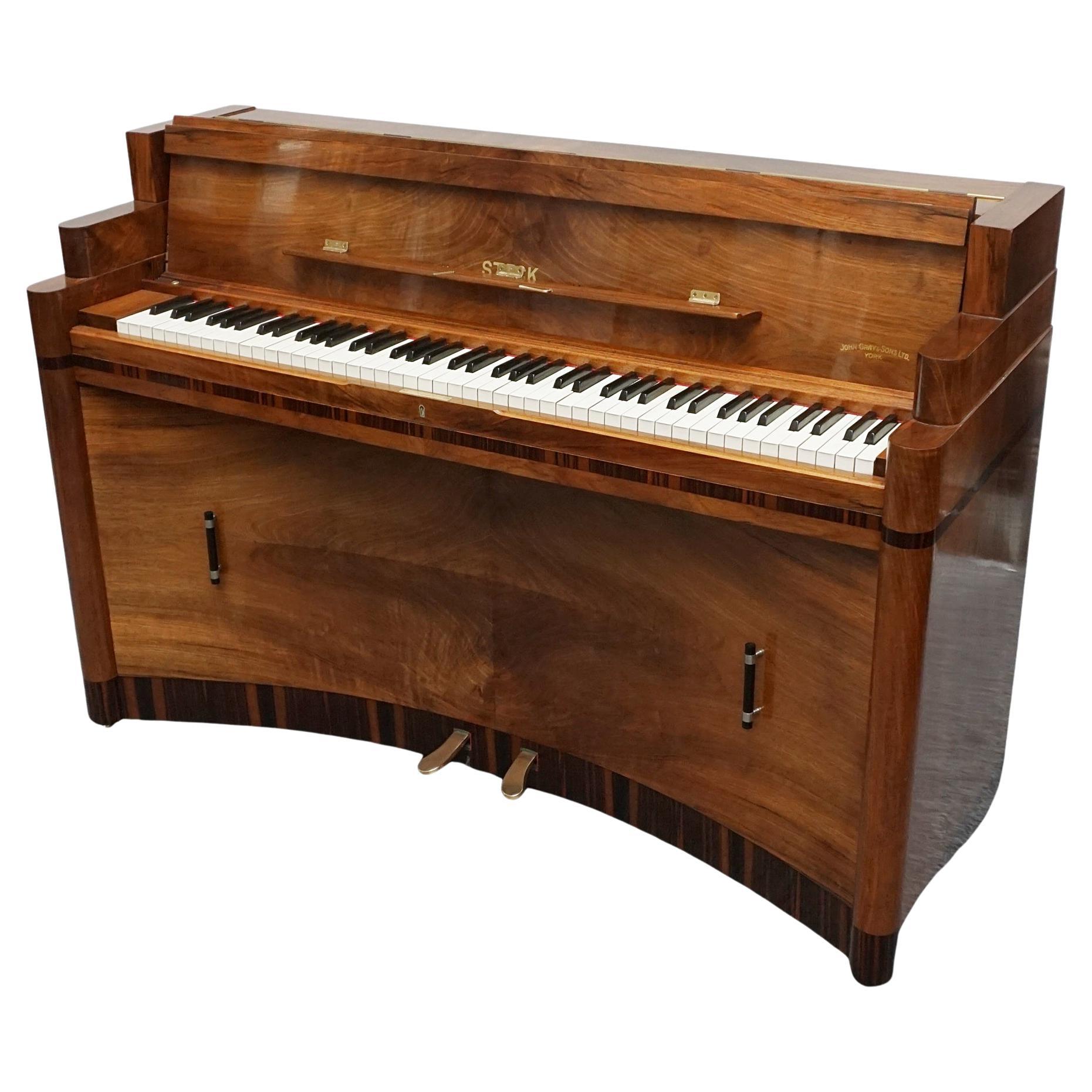 Original Art Deco Walnut and Macassar Ebony Upright 'Mini Piano' 