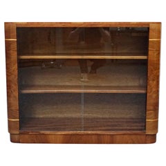 Original Art Deco Walnut and Satin Birch Bookcase English, Circa 1935