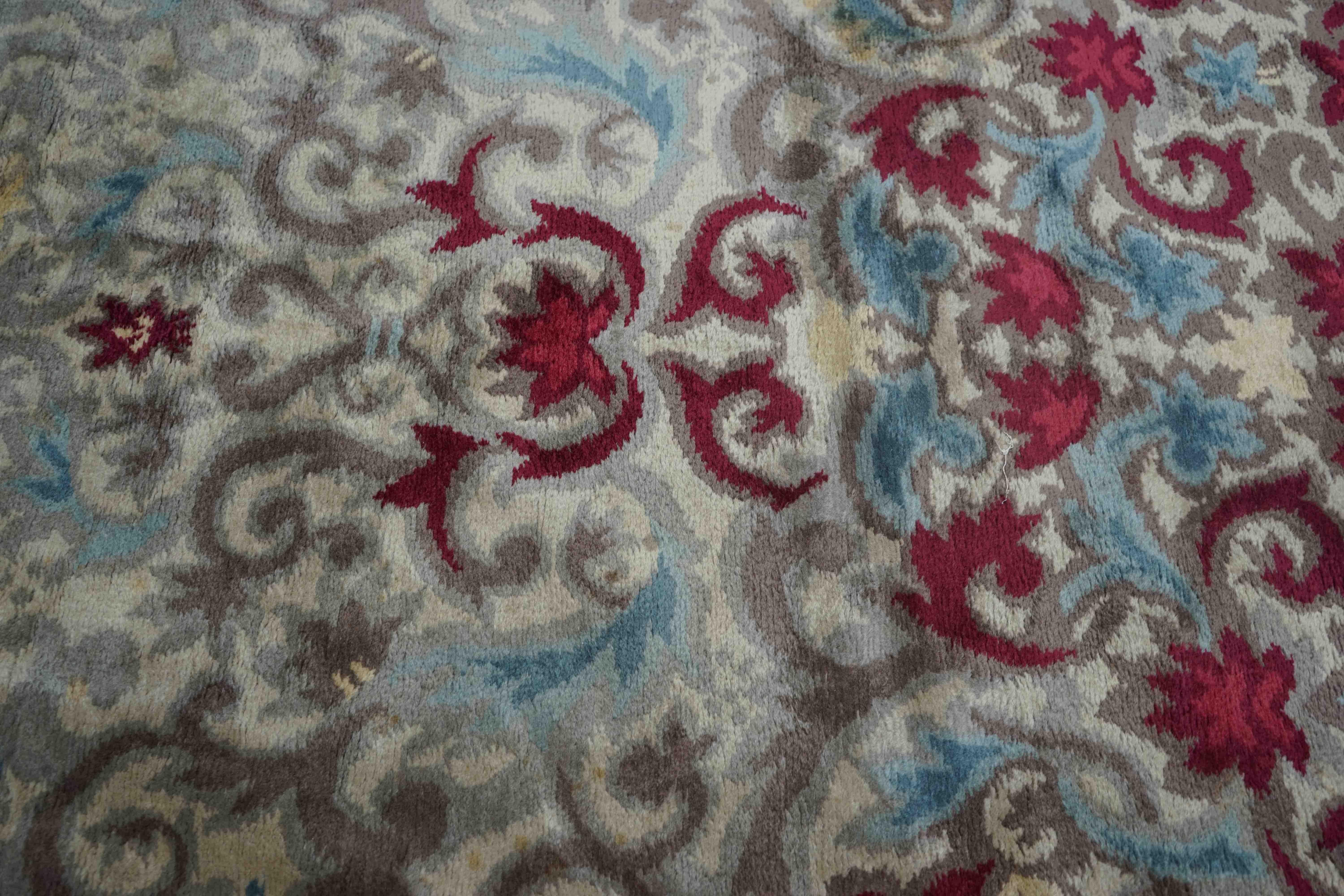 Original Art-Déco-Wollteppich von Paule Leleu, ca. 1940er Jahre (Mitte des 20. Jahrhunderts) im Angebot