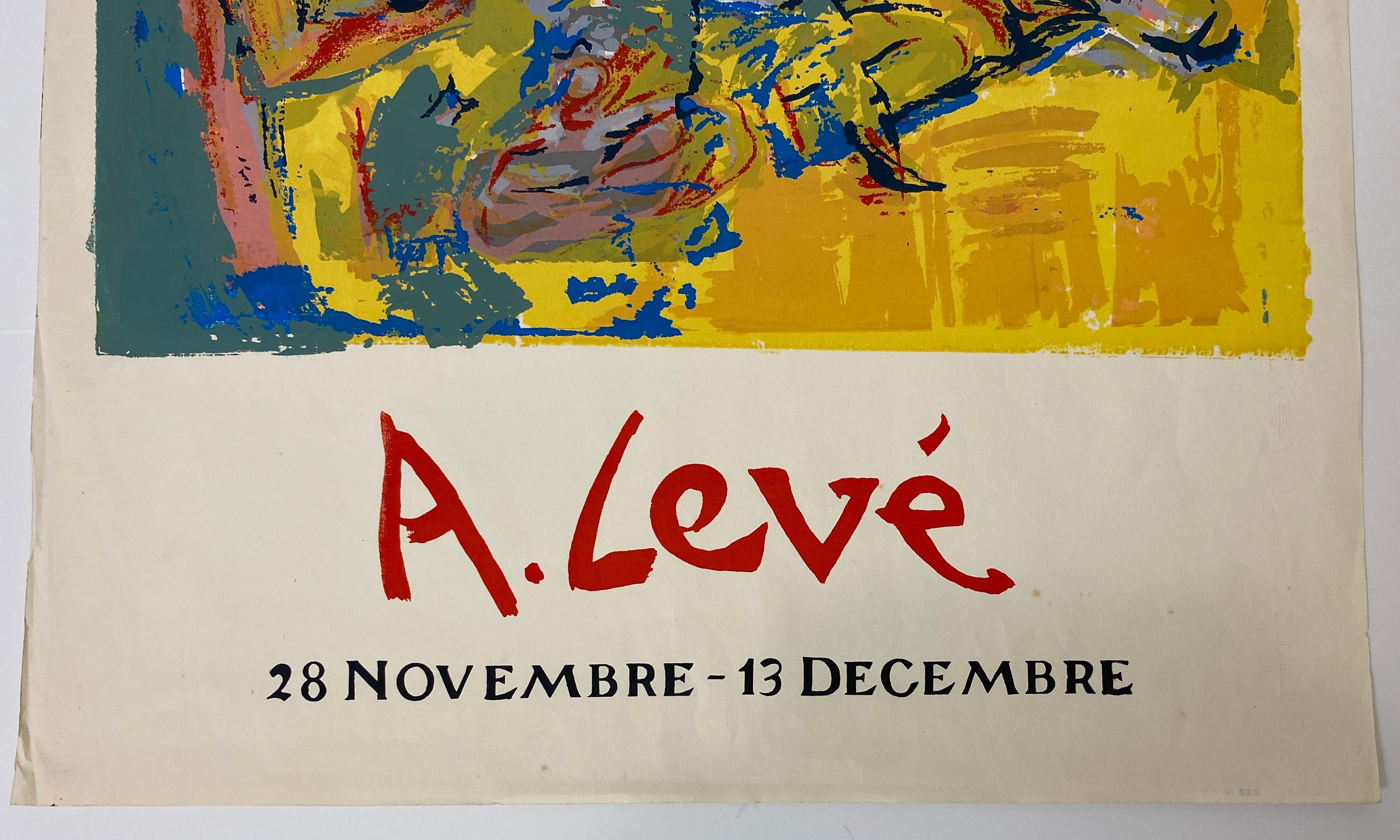 Mid-Century Modern Original Abstract Art Exhibition Poster, French Poster Paris France For Sale