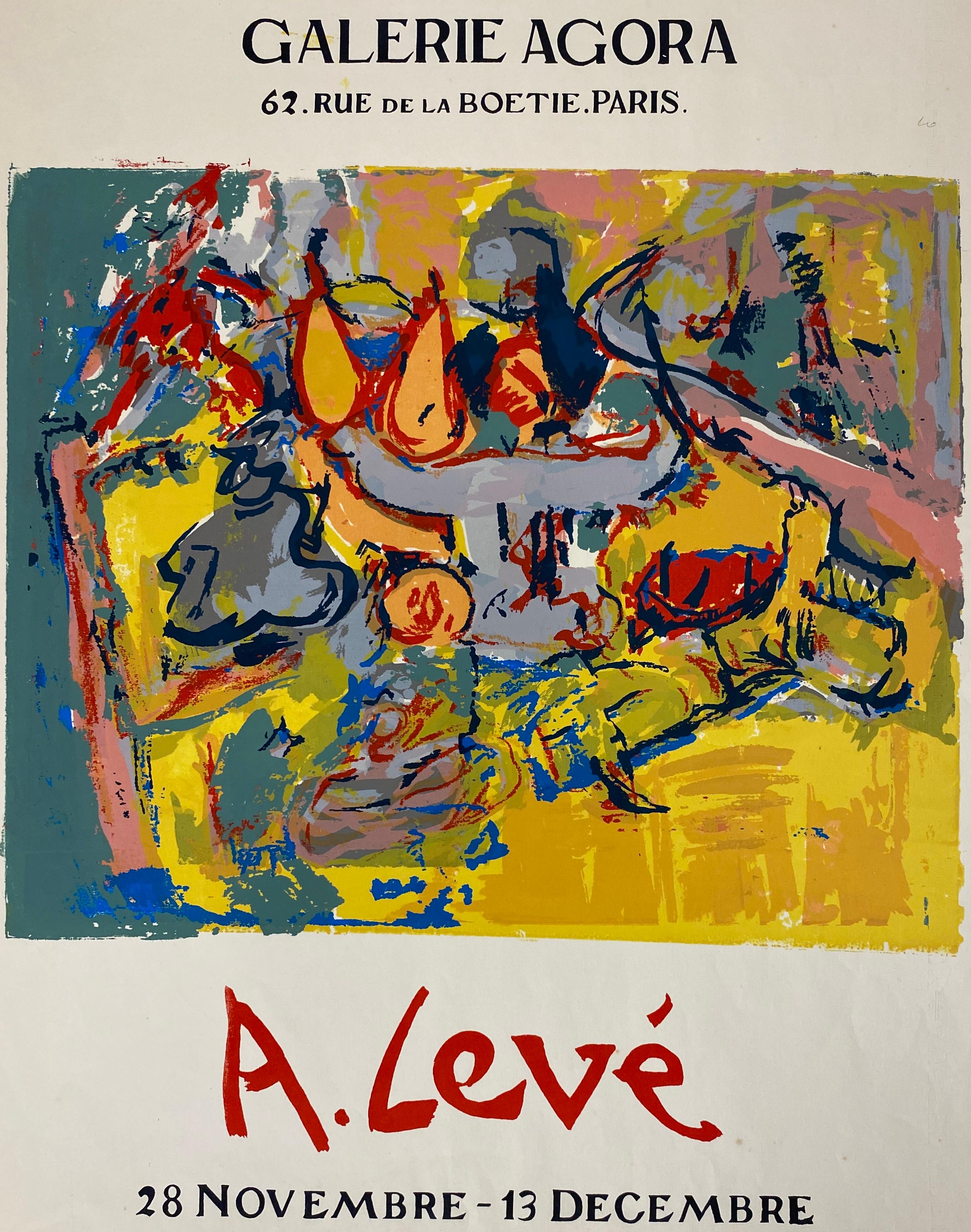 Paper Original Abstract Art Exhibition Poster, French Poster Paris France For Sale