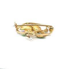 Original Art Nouveau 15ct Gold, Enamel and Natural Pearl Flower Brooch