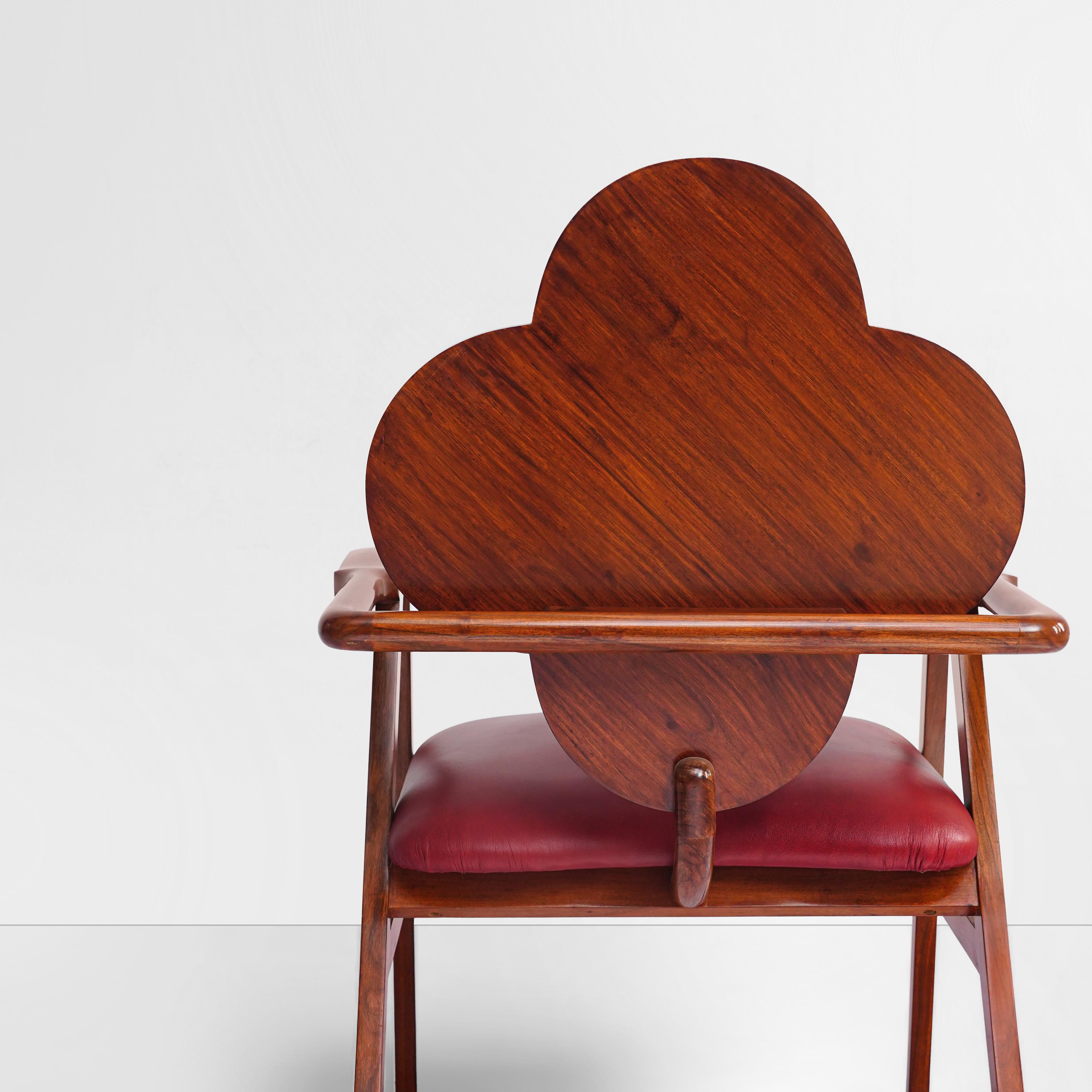 Original Art Nouveau, bold, One of a Kind, Lounge Chair, Walnut, Leather, Unique For Sale 1